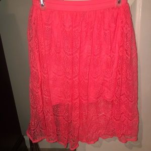 Bright Pink Sheer Lace Skirt